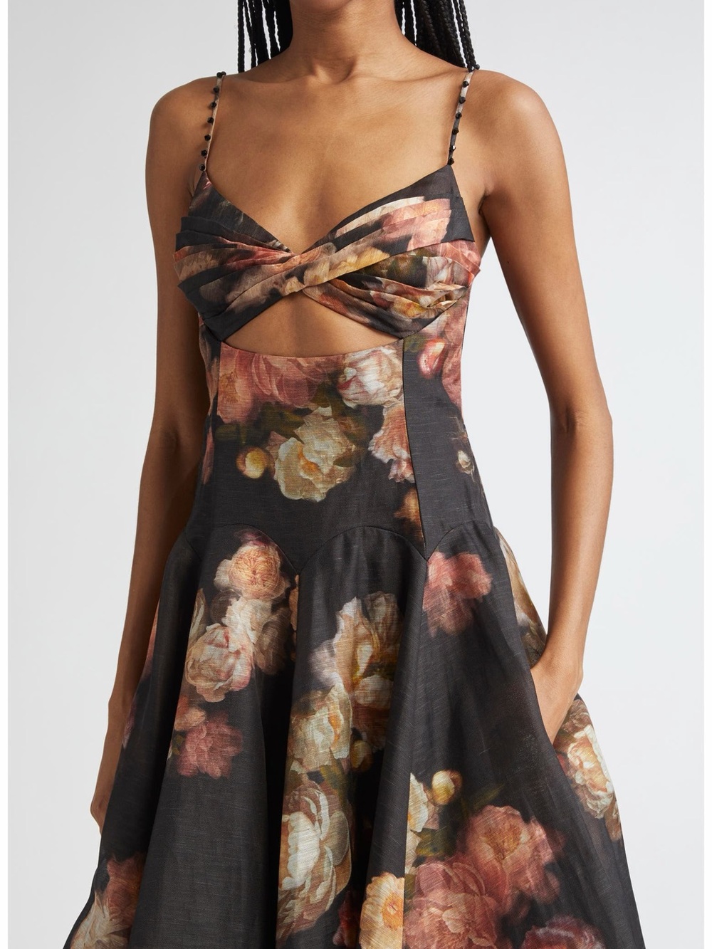 Zimmermann Hypnotic Twist Midi Dress in Russet Floral, Fall 2025 Collection